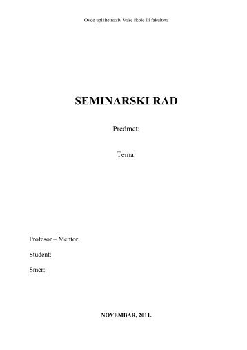 SEMINARSKI RAD - Seminarski Maturski Diplomski Radovi