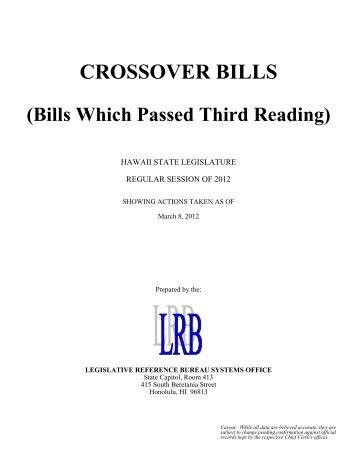 Bills Which Passed Third Reading - Legislative Reference Bureau