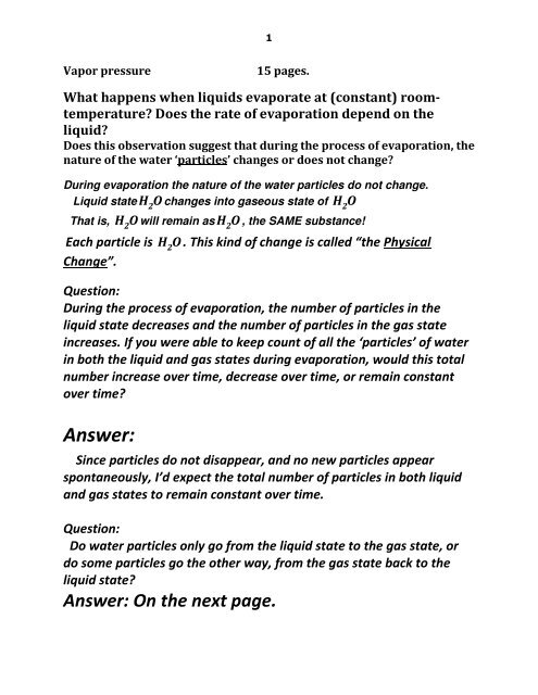 What Happens When Liquids Evaporate At Constant Faculty