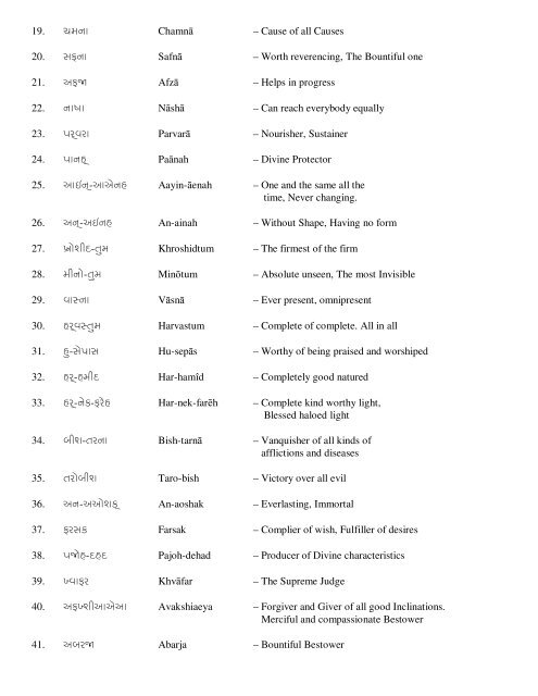 101 Names of Dadar Hormuzd - Traditional Zoroastrianism: Tenets ...