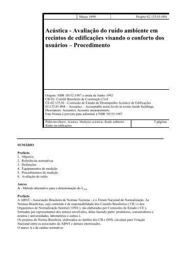 Acústica - Avaliação do ruído ambiente em recintos de edificações ...