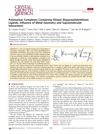 Polynuclear Complexes Containing Ditopic Bispyrazolylmethane ...