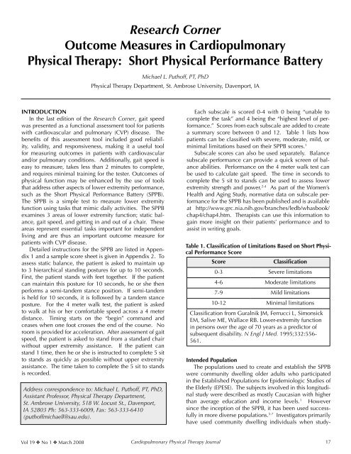Short Physical Performance Battery - GSA