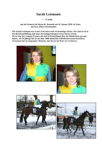 Leismann, Sarah - Bildreportage - Jockeys-in-deutschland.de