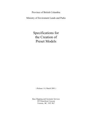 Specifications for the Creation of Preset Models - Integrated Land ...