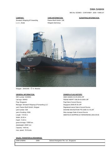 SIMA SAMAN - Cargo Vessels International