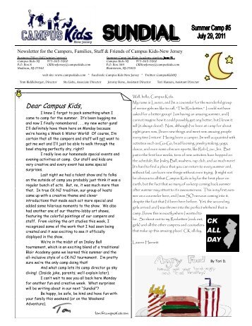 Summer Issue #5 -- July 29, 2011 - Campus Kids