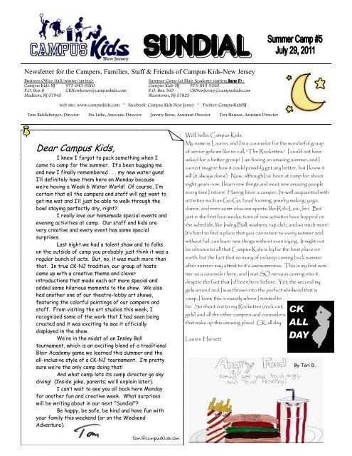 Summer Issue #5 -- July 29, 2011 - Campus Kids