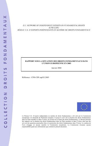 EUROPA - Justice et affaires intérieures - Rapport dans l'EU en 2003