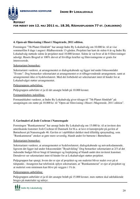 Referat ordinært møde den 12. maj - Indre By Lokaludvalg ...