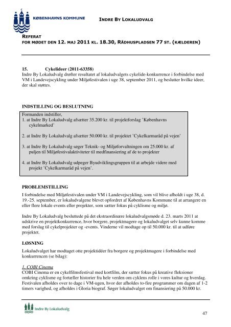 Referat ordinært møde den 12. maj - Indre By Lokaludvalg ...