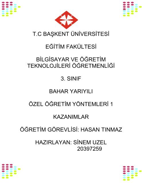 tc başkent üniversitesi eğitim fakültesi bilgisayar ve öğretim ...