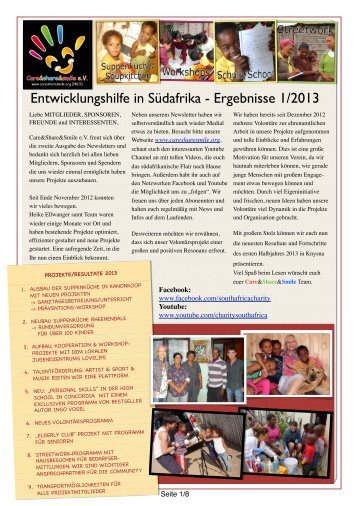 Entwicklungshilfe in Südafrika - Ergebnisse 1/2013