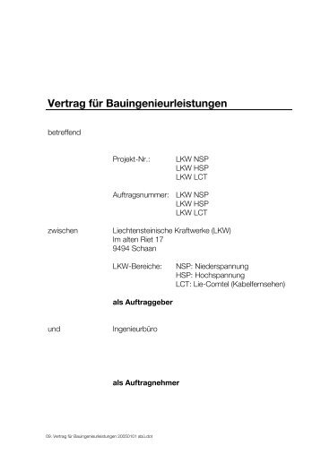 Vertrag für Bauingenieurleistungen