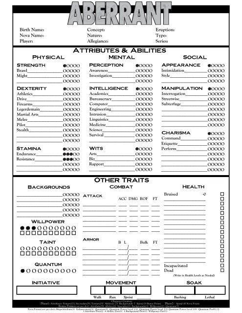 Aberrant 2-Page Sheet Version 2