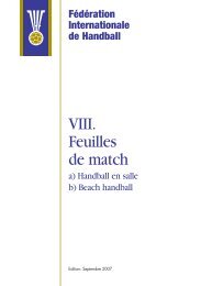 VIII. Feuilles de match - IHF