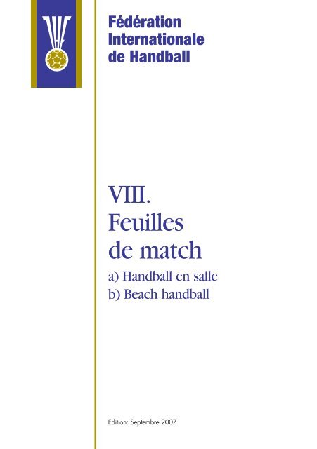 VIII. Feuilles de match - IHF