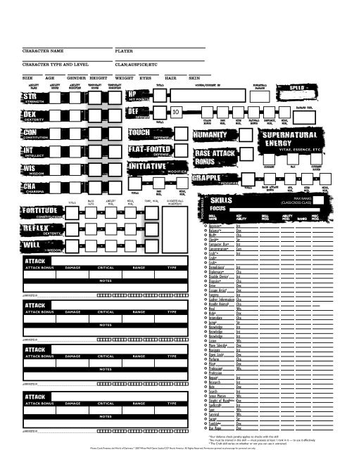 Monte Cook's World of Darkness Interactive Sheet