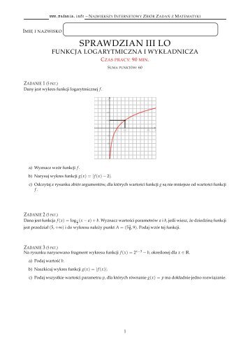 SPRAWDZIAN III LO - Zadania.info