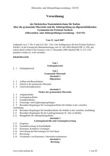 Verordnung des Sächsischen ... - Augustum-Annen-Gymnasium