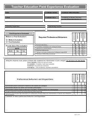 Teacher Education Field Experience Evaluation