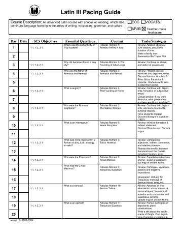 Latin III Pacing Guide - Nexuslearning.net