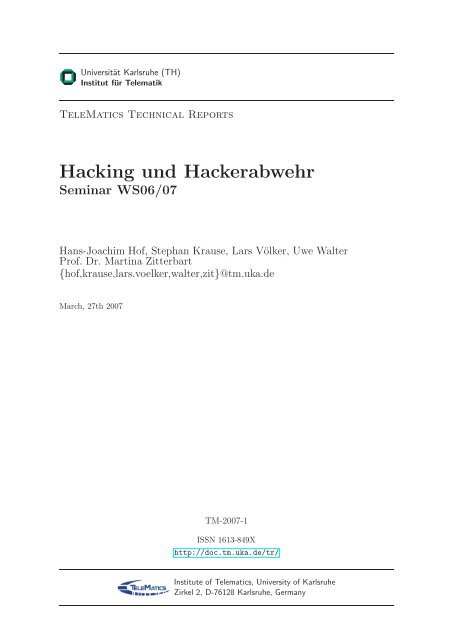 Hacking und Hackerabwehr - Karlsruher Institut für Technologie (KIT ...