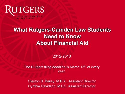 What You Need to Know About Financial Aid - Rutgers School of ...