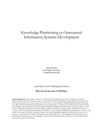 Knowledge Partitioning in Outsourced Information Systems ... - MISRC