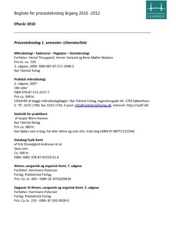 Bogliste - bestillingsliste procesteknolog 2010-1 sem -formular