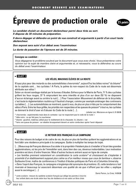 8/B2 examinateurs - Pour choisir un site