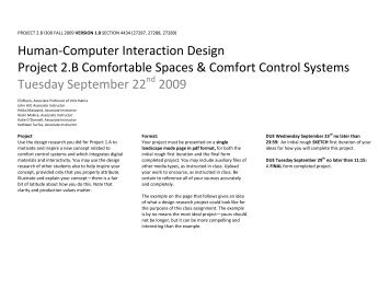 I300 FALL 2009 Project 2.B: Comfortable Spaces ... - Eli Blevis