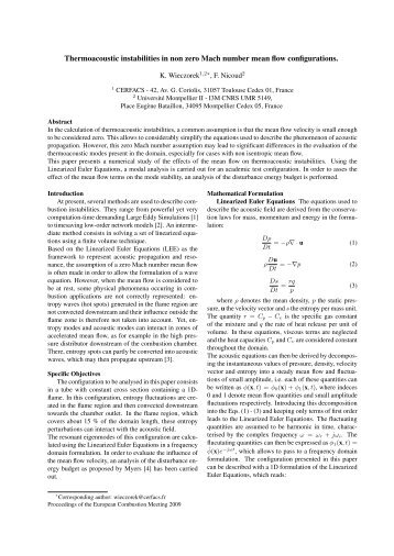 Thermoacoustic instabilities in non zero Mach number ... - cerfacs