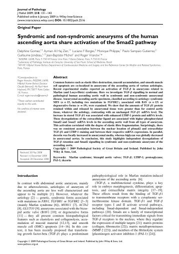 Syndromic and non-syndromic aneurysms of the ... - INSERM U698