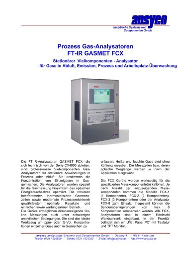 Prozess Gas-Analysatoren FT-IR GASMET FCX - ANSYCO ...