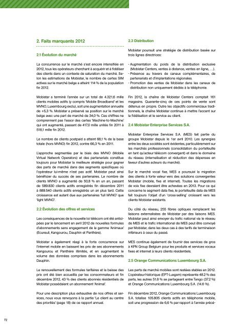 Partie 2: Rapport d'activité - Mobistar