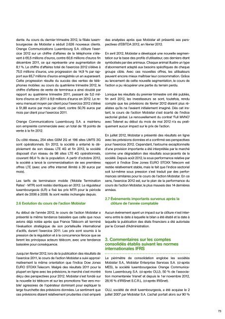 Partie 2: Rapport d'activité - Mobistar