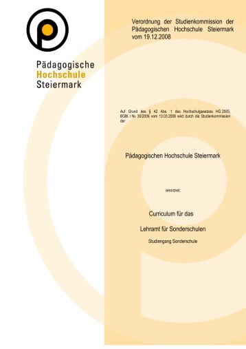 Curriculum Sonderschule - Pädagogische Hochschule Steiermark