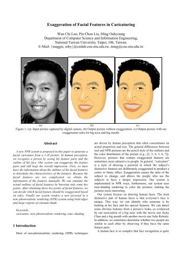 Exaggeration of Facial Features in Caricaturing