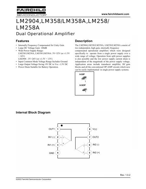 LM2904,LM358/LM358A,LM258/ LM258A - Datasheet Catalog