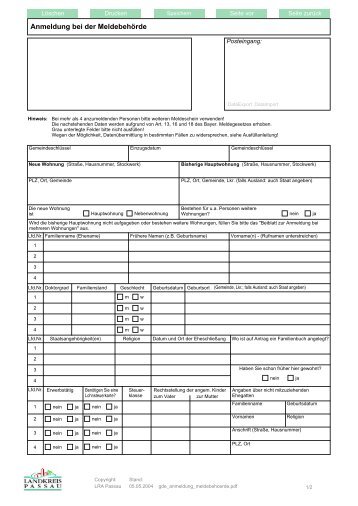 Formular Anmeldung Bei Der Meldebehörde Abmeldung - Stadt.noerdlingen.de