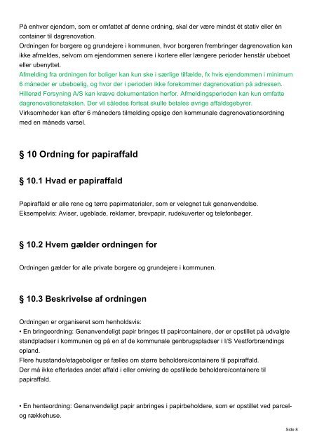 Regulativ for husholdningsaffald - Hillerød Forsyning