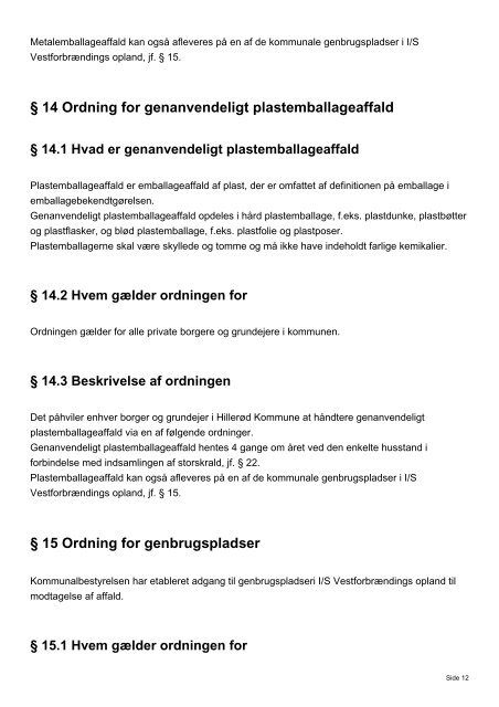 Regulativ for husholdningsaffald - Hillerød Forsyning