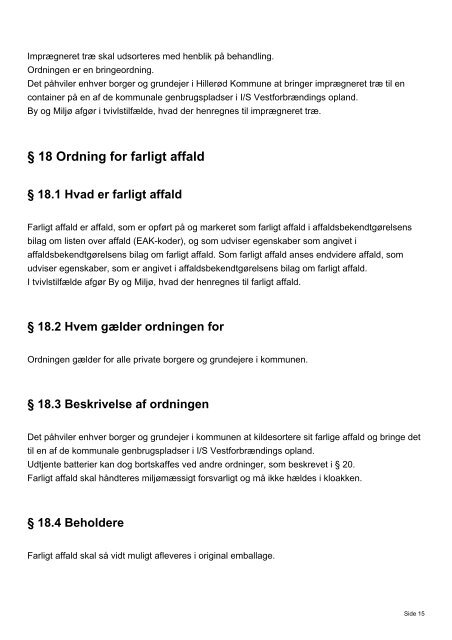 Regulativ for husholdningsaffald - Hillerød Forsyning