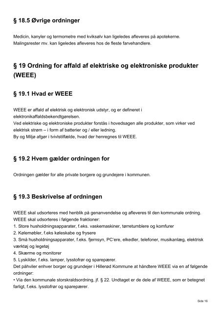 Regulativ for husholdningsaffald - Hillerød Forsyning