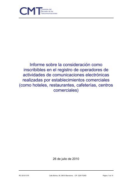 Informe sobre la consideración como inscribibles en el ... - Localret