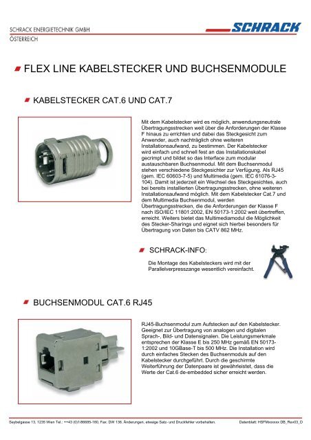 FLEX LINE KABELSTECKER UND BUCHSENMODULE - Schrack