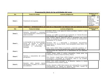 Programación diaria de las actividades del curso - Centro de ...