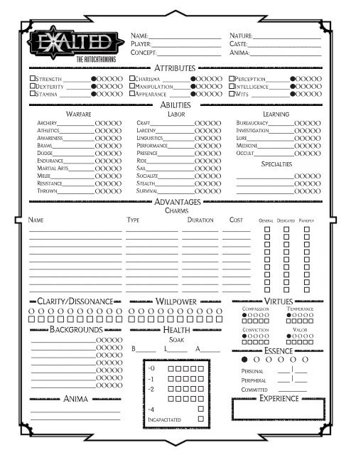Vampire Revised 4 Page Sheet - MrGone's Character Sheets