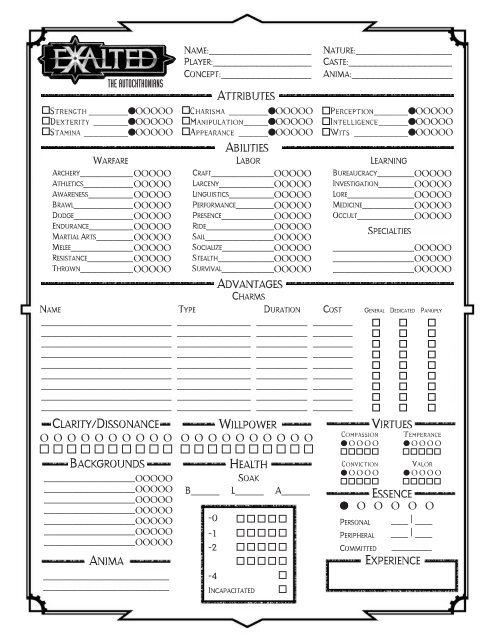 V20 4-Page Elder Character Sheet - MrGone's Character Sheets